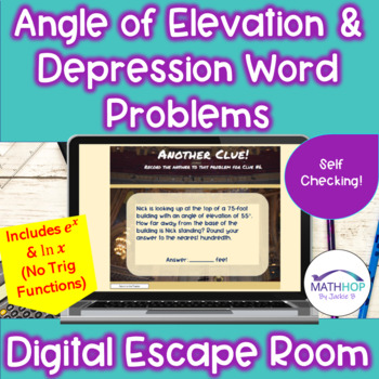 Preview of Right Triangle Trigonometry Angle of Elevation & Depression Digital Escape Room