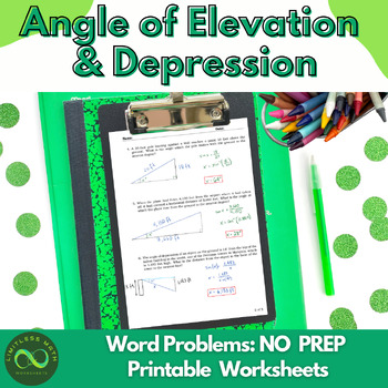 Preview of Angle of Elevation & Depression Word Problems (SOH-CAH-TOA) Trigonometry - Part1