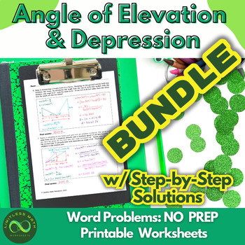 Preview of Angle of Elevation & Depression Word Problems w/ Step-by-Step Solutions Bundle