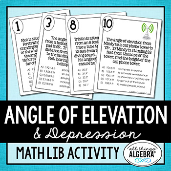 Preview of Angle of Elevation and Depression | Math Lib Activity
