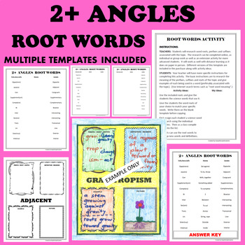 Preview of Angles 2+ - Geometry - Algebra - Mathematics ROOT WORDS Vocabulary