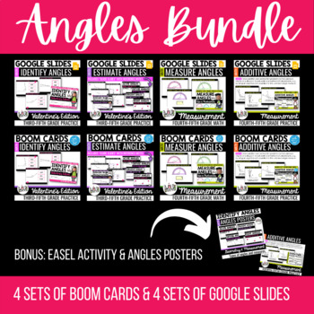 Preview of Angles BUNDLE: 4 Sets BOOM Cards & GOOGLE Task Cards + Posters & EASEL Activity