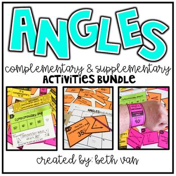 Preview of Finding Complementary and Supplementary Angles Task Cards and Activities
