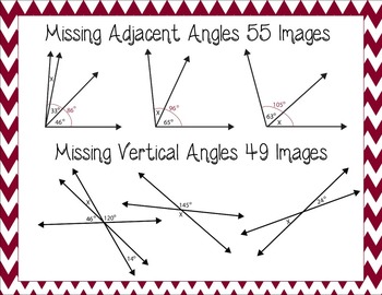 Angles Clipart for 7.G.B.5: Complementary, Supplementary, Adjacent
