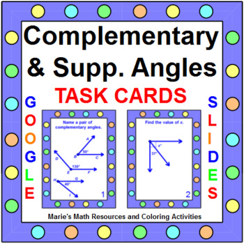 Preview of ANGLES COMPLEMENTARY AND SUPP. TASK CARDS: "GOOGLE SLIDES", SMARTBOARD, POWERPOI