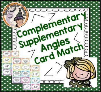 Preview of Complementary Supplementary Angles Card Match Activity