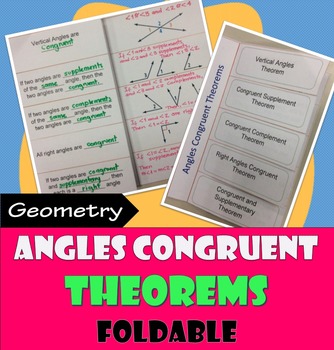 Preview of Angles Congruent Theorems Foldable  PDF + EASEL