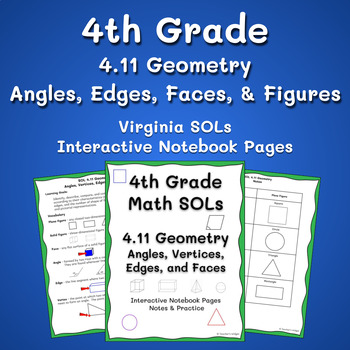 Preview of Angles, Edges, Vertices, Faces, and Figures Math SOL 4.11 Interactive Notebook