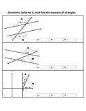 Solve linear equations within angles worksheet