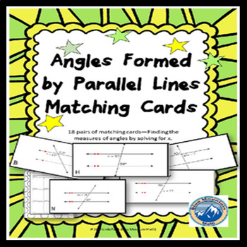 Preview of Angles Formed by Parallel Lines Matching Card/ Card Sort Set