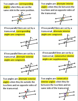 Angles Formed By A Transversal Foldable For Interactive Notebooks