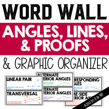 Preview of Angles, Lines, and Proofs Vocabulary Word Wall and Graphic Organizer