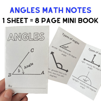 Preview of Angles Math Notes 8 page mini booklet 1 sheet of paper foldable print and go