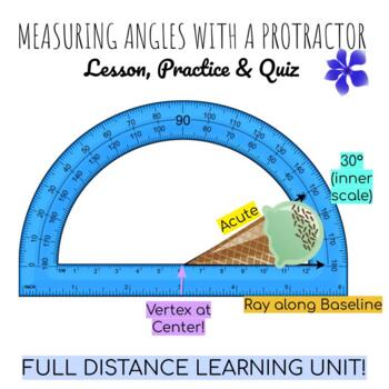 Preview of Angles & Protractors FULL UNIT lesson, practice & assessment. Google Slides