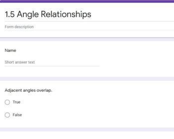 Preview of Angles Relationships Google Form