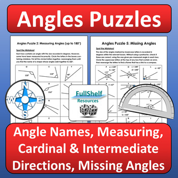 Preview of Angles Puzzles 4th 5th 6th 7th Grade Review Activities