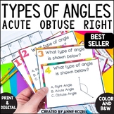 Types of Angles Task Cards Acute  Obtuse  Right | Digital 