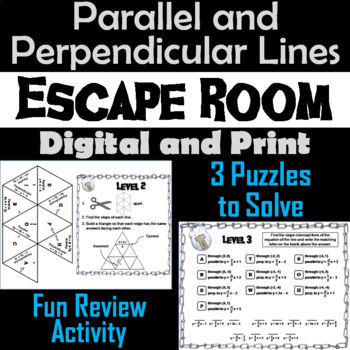 Preview of Angles/ Slopes of Parallel and Perpendicular Lines Activity Escape Room Game