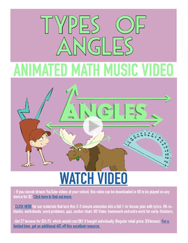 Preview of Angles, Types of | Acute, Right, Obtuse | FREE Poster, Worksheet, & Fun Video |