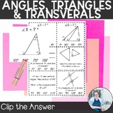 Angles, Triangles, Transversals Clip the Answer TEKS 8.8d 