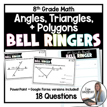 Preview of Angles, Triangles, and Polygons - 8th Grade Math Bell Ringers