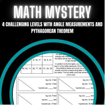 Preview of Angles, Triangles, and Pythagorean Theorem Math Mystery