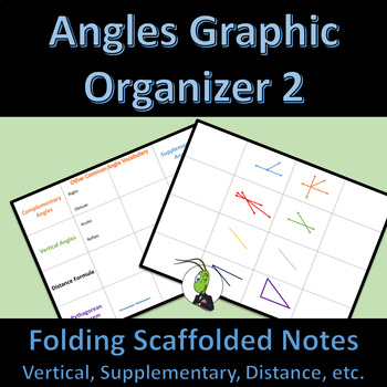 Preview of Geometry Angles Vocabulary Folding Graphic Organizer 2 | Distance | Midpoint