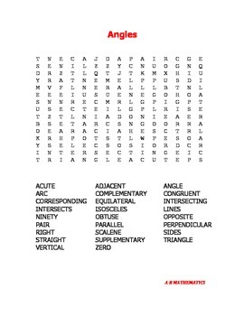 Preview of Angles Word Search