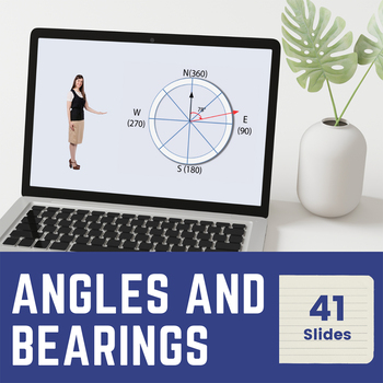 Preview of Angles and Bearings Interactive Lesson and Activities with Worksheets