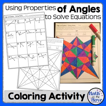Preview of Angle Properties and Solving Equations - Coloring Activity (7.G.5)