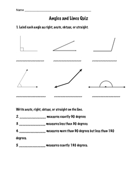 Preview of Angles and Lines Assessment