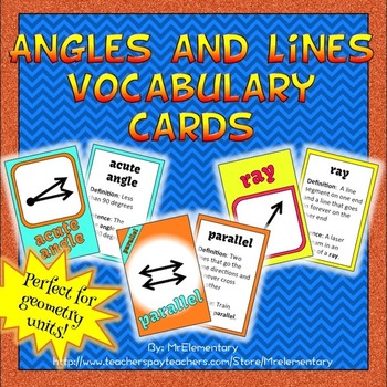 Preview of Angles and Lines Vocabulary Cards