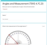 Angles and Measurement Digital Quiz (TEKS 4.7C, 4.7D)