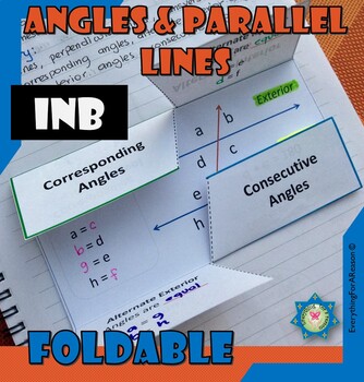 Preview of Angles and Parallel Lines Relationships Foldable PDF + EASEL