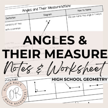 Preview of Angles and Their Measure Notes and Worksheet