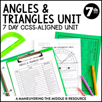 Preview of 7th Grade Angle Measures & Triangles Unit | Relationships in Triangles & Angles