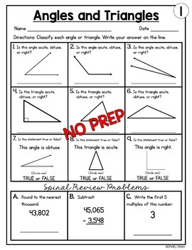 Angles and Triangles Worksheets by Shelly Rees | TpT