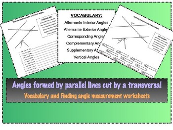 Angles Formed By Parallel Lines Cut By A Transversal Worksheets Set 1