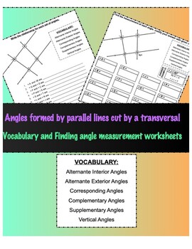 Preview of Angles formed by parallel lines cut by a transversal worksheets (Set 2)