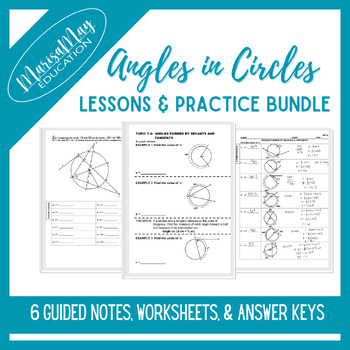 Preview of Angles in Circles Notes & Worksheets Bundle - 6 lessons