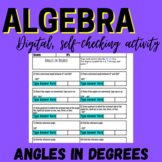 Angles in Degrees - Digital Activity and Workseet - Algebra 2