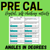 Angles in Degrees - Digital Activity and Worksheet - Precal