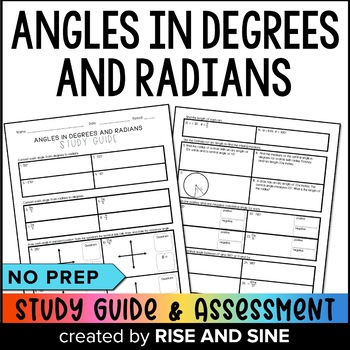 Preview of Angles in Degrees and Radians Study Guide and Assessment