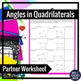 Angles in Quadrilaterals Partner Worksheet