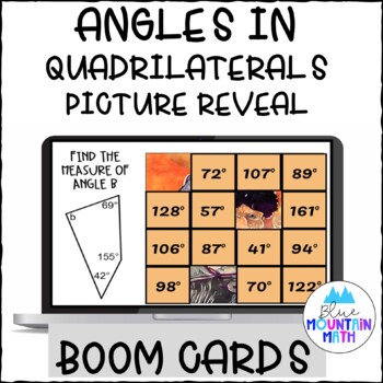 Preview of Angles in Quadrilaterals Picture Reveal Boom Cards--Digital Task Cards