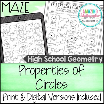 Preview of Properties of Circles Maze - Arcs, Tangents, Secants, & Inscribed Polygons