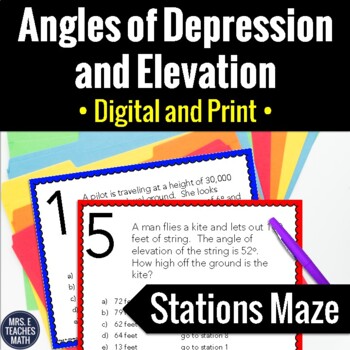 Preview of Angles of Depression and Elevation Trig Activity | Digital and Print