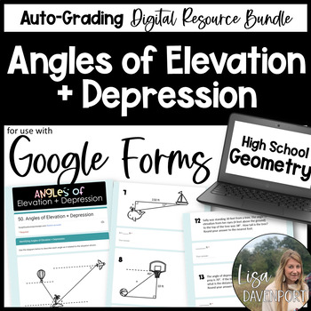 Preview of Angles of Elevation and Depression - Google Forms Homework