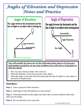 problem solving angles of elevation and depression answers pdf