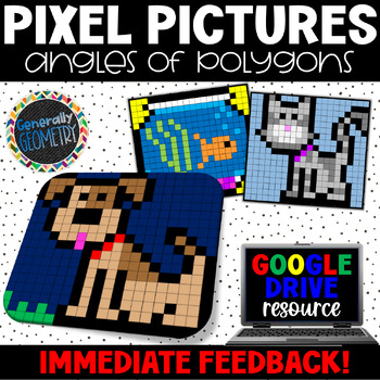 Preview of Angles of Polygons Activity - 3 DIGITAL Mystery Pixel Pictures